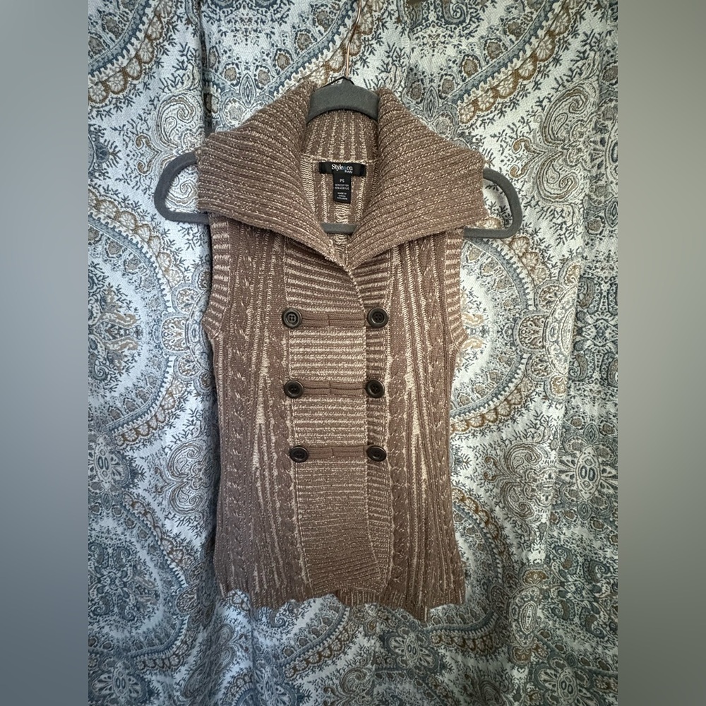 Style & Co. Brown Cowl Neck Sweater Vest